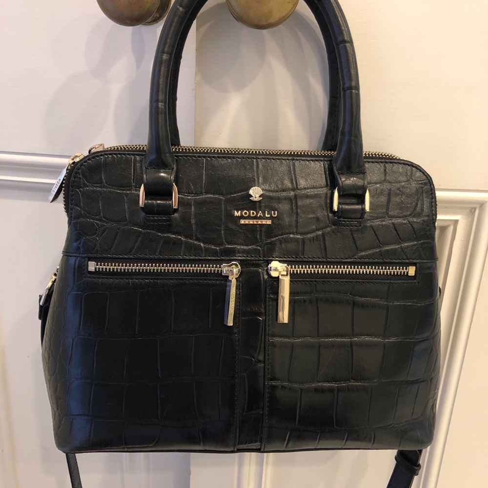 Modalu Pippu black croc grab bag